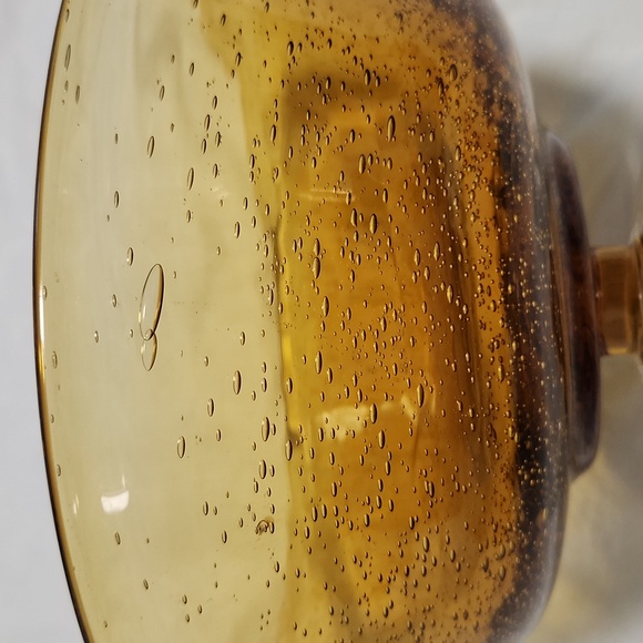 Art Blown bubbled Glass Amber Bowl - Picture 4 of 10